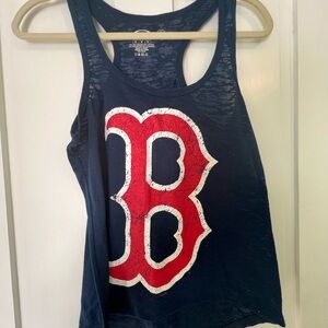 Women's Navy Racerback Tank Top with Red Graphic B